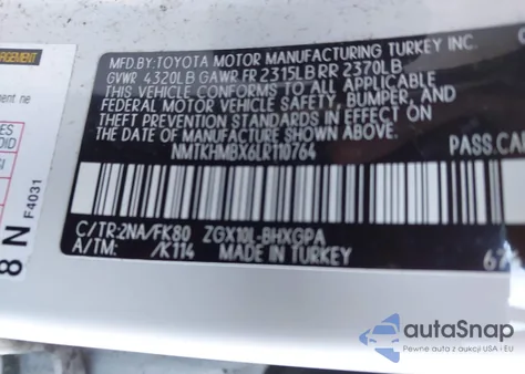 2020 Toyota C-Hr Xle from USA, damaged, VIN NMTKHMBX6LR110764